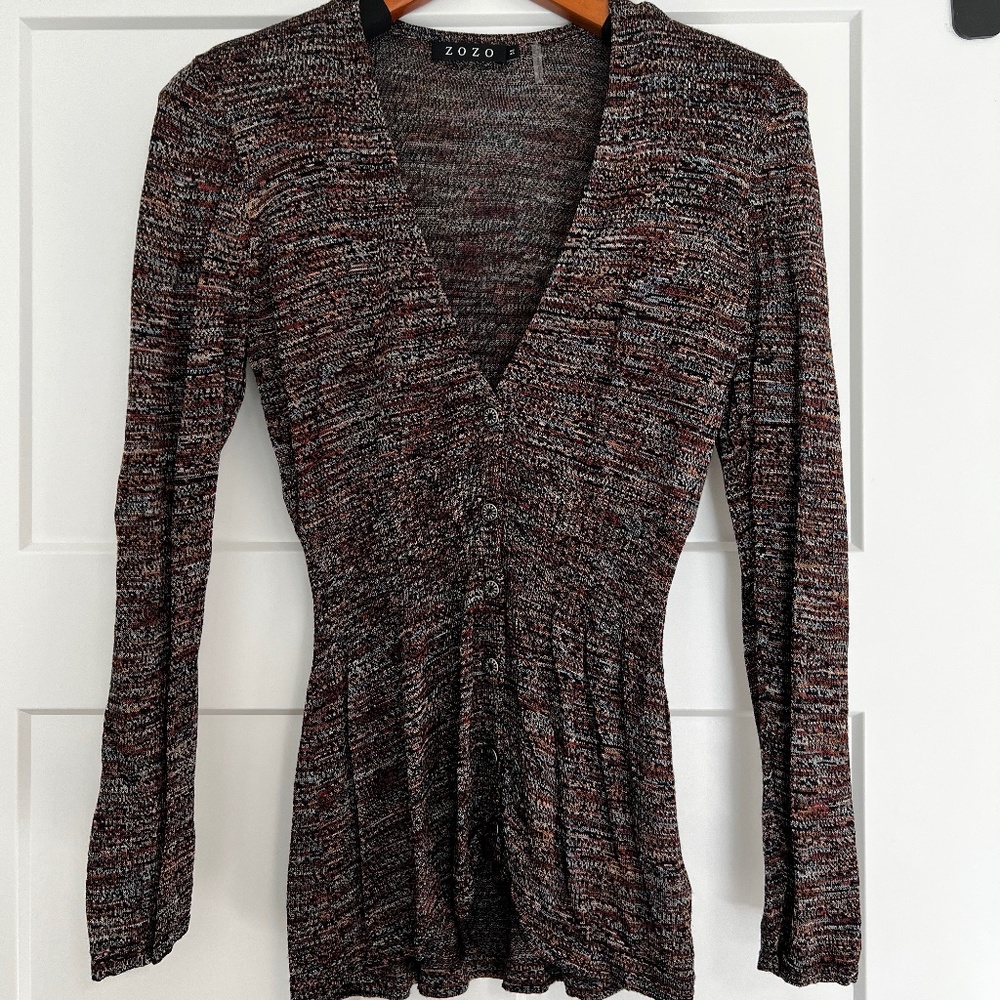 ZOZO button front silk blend sweater